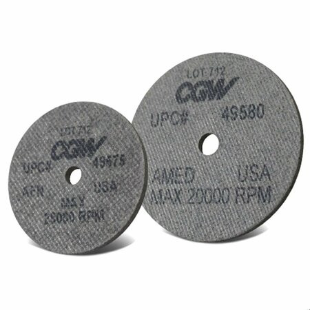 CGW ABRASIVES High Speed Deburring Wheel, 3 in Dia, 1/4 in Center Hole, 1/8 in W Face, Medium Grade, Aluminum Oxid 49577